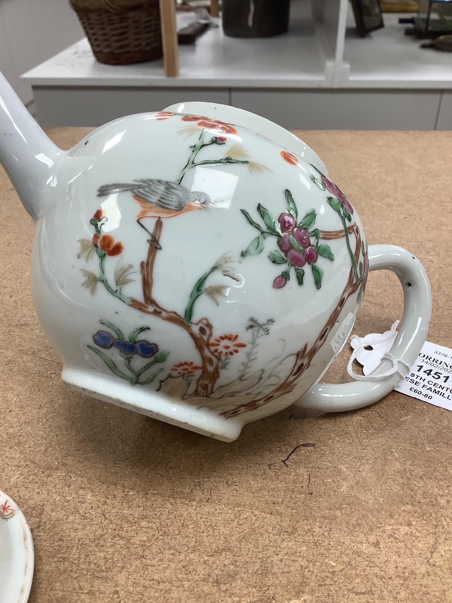 An 18th century Chinese famille rose teapot and associated cover 13cm